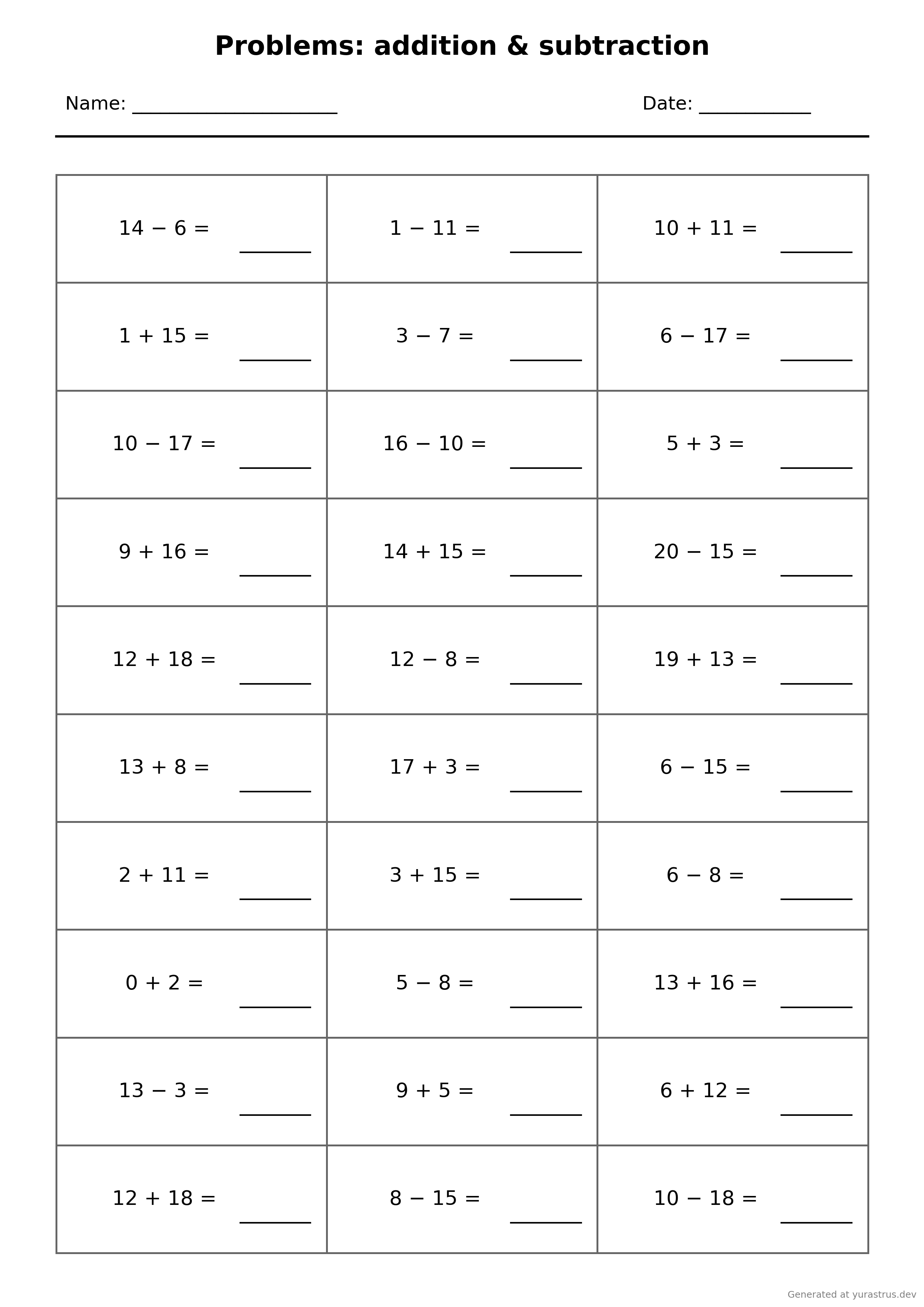 Arithmetic (addition & subtraction)